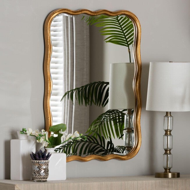 Fredrika Antique Goldleaf Scalloped Wood Accent Wall Mirror, ANTIQUE, alternate image number 4