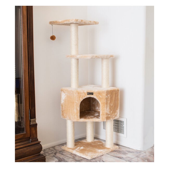 3 Levels Real Wood 48 inches Cat Tower For Kittens Play, , alternate image number null