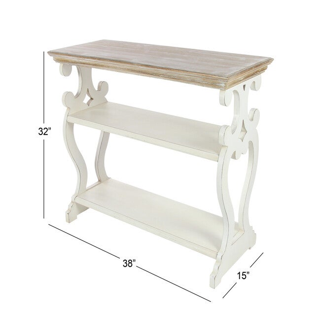 White Farmhouse Wood Console Table, 32 x 38, , alternate image number null