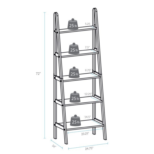 5-Shelf Ladder Bookcase-Warm Brown, , alternate image number null