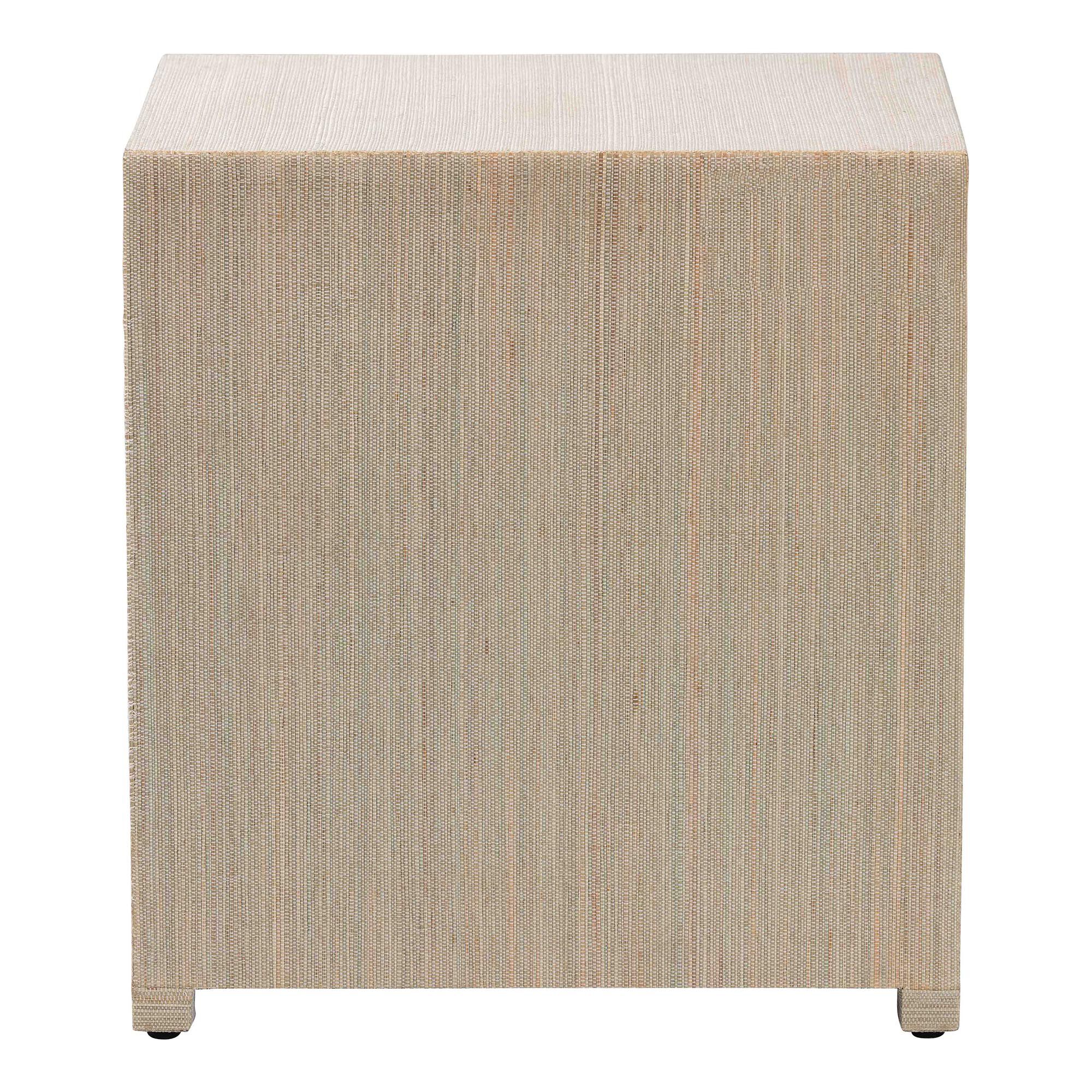 Quinn Bohemian Woven Natural Grasscloth 3-Drawer Nightstand, NATURAL, alternate image number 5