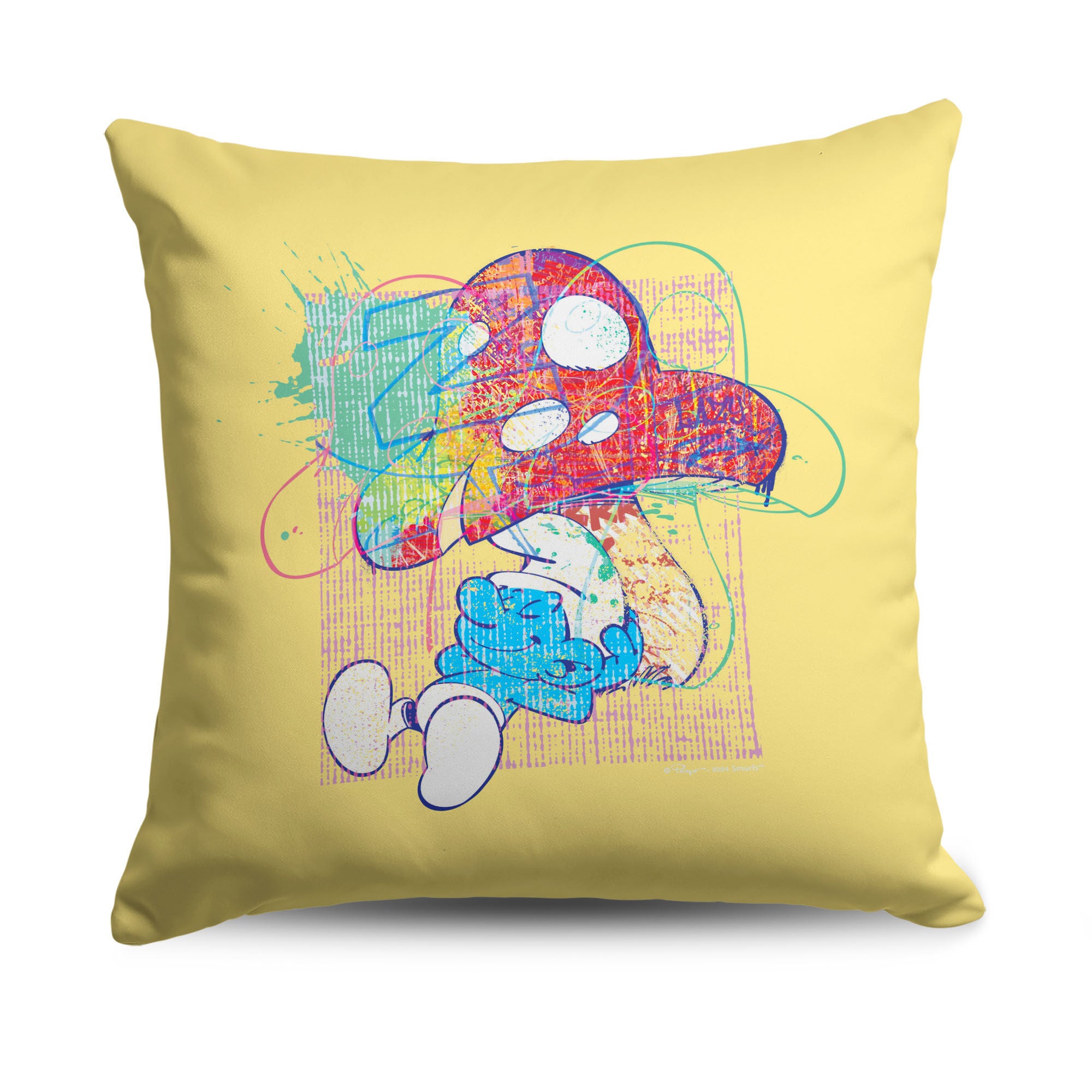 Smurfs Chillaxing Throw Pillow 18x18 inches, CHILLAXING, hi-res image number 0