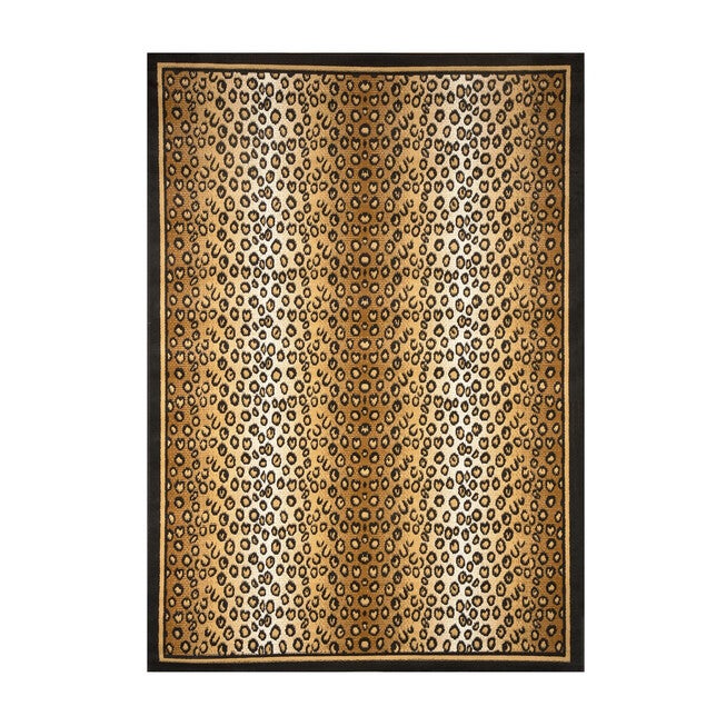 Zone Leopard Print Rug, 5 feet 2 inchesx7 feet 4 inches, EBONY, hi-res image number 0