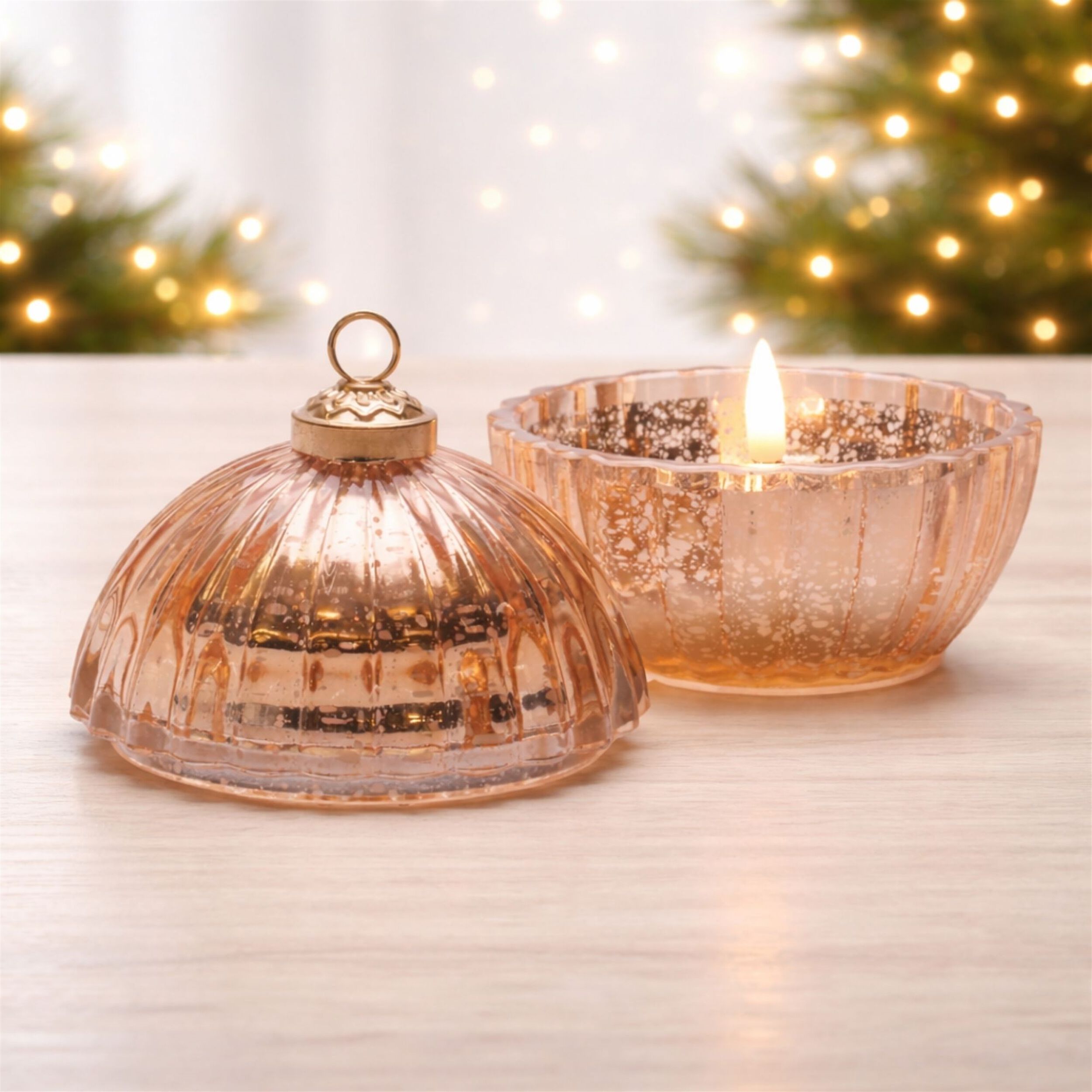 Glass Ornament with LED Candle Inside 4 inchesD, YELLOW, hi-res image number 0