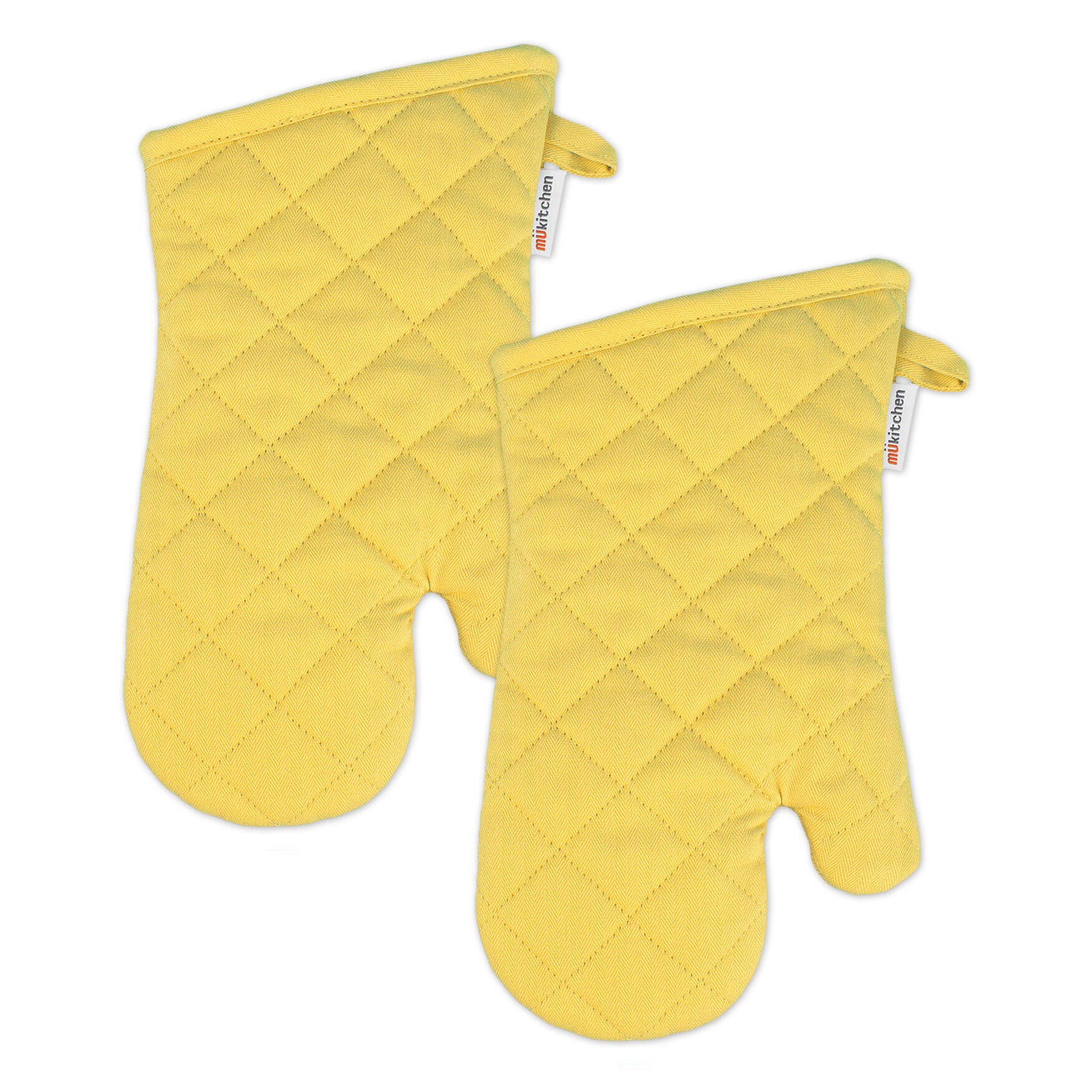 Solid Twill Oven Mitt, Set 2, YELLOW, hi-res image number 0