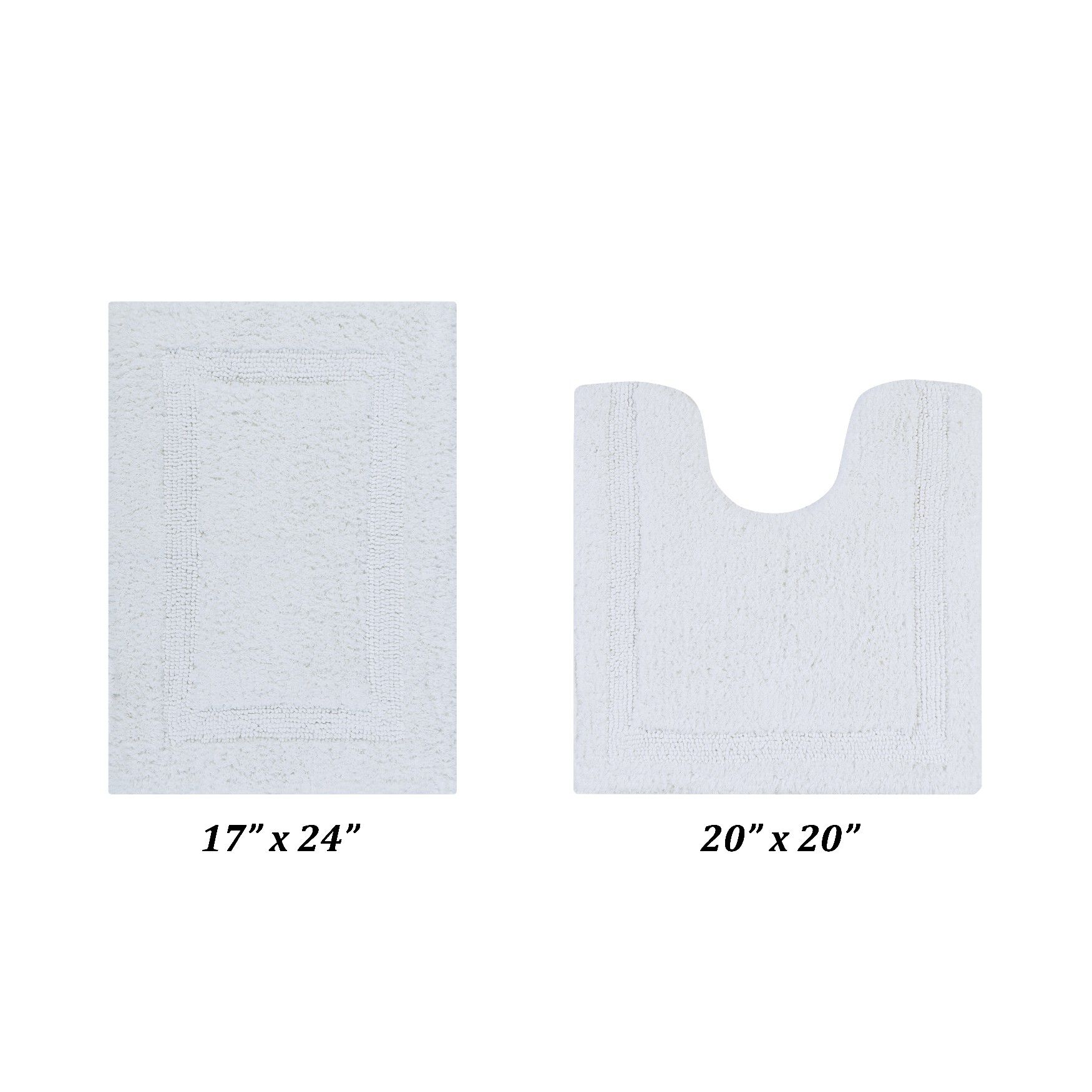 Lux Collectionis Bath Mat Rug 2 Piece Set (17 inches x 24 inches | 20 inches x 20 inches), WHITE, hi-res image number 0