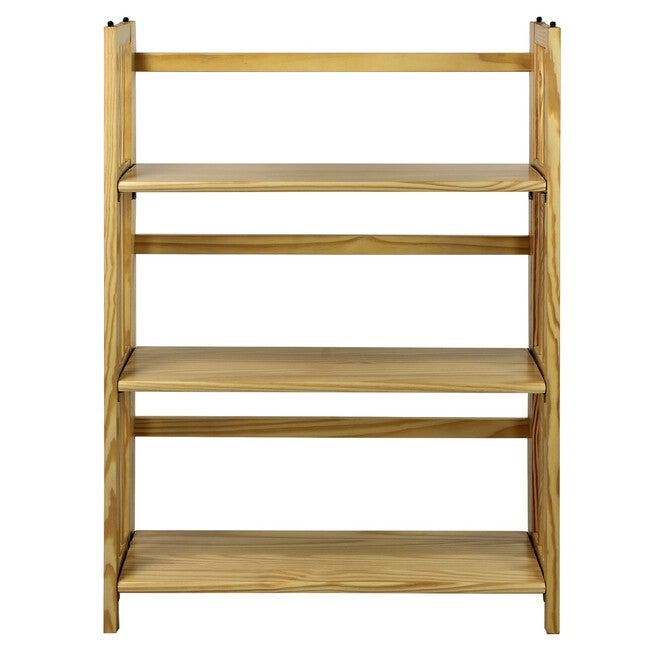 3-Shelf Folding Stackable Bookcase 27.5 inches Wide-Natural, NATURAL, hi-res image number 0