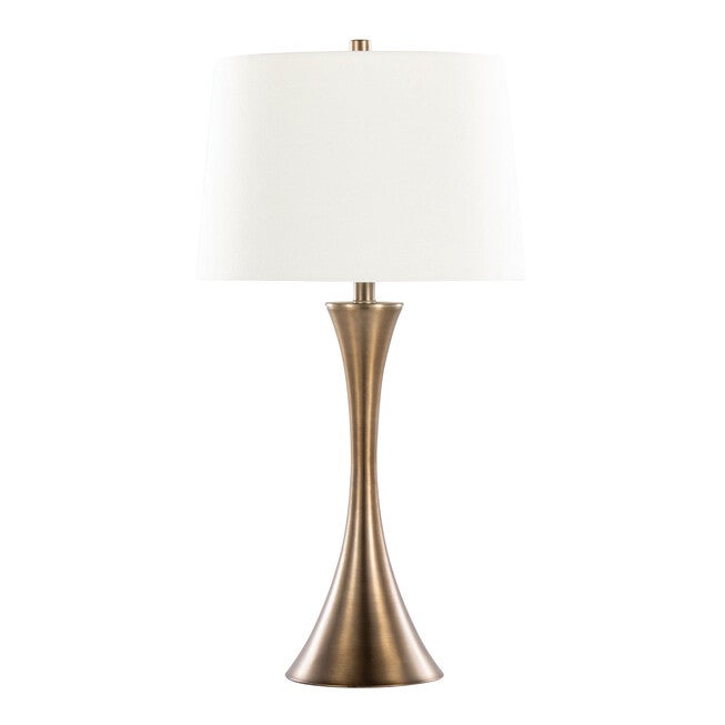 Lenuxe 29 inches Metal Table Lamp - Set Of 2, MATTE BRONZE OFF WHITE, hi-res image number null