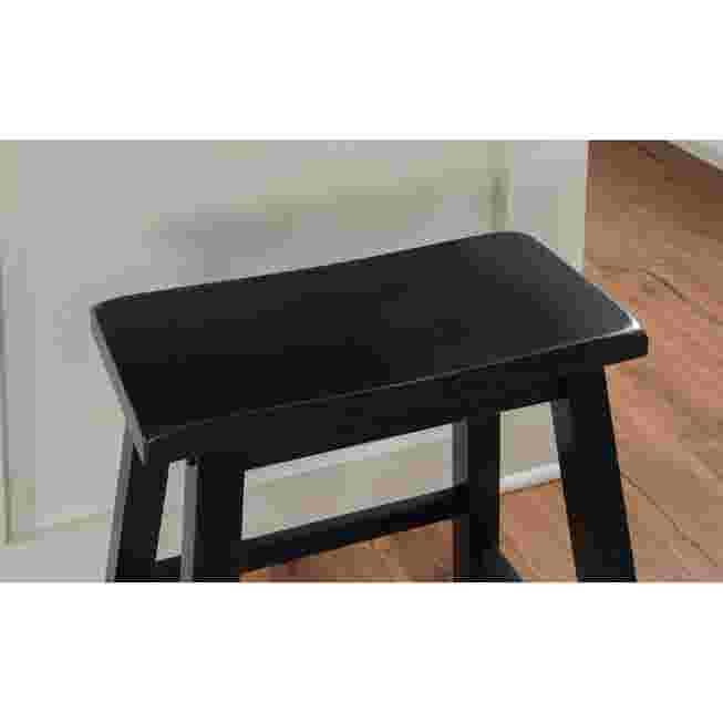 Close-up of black stool seat