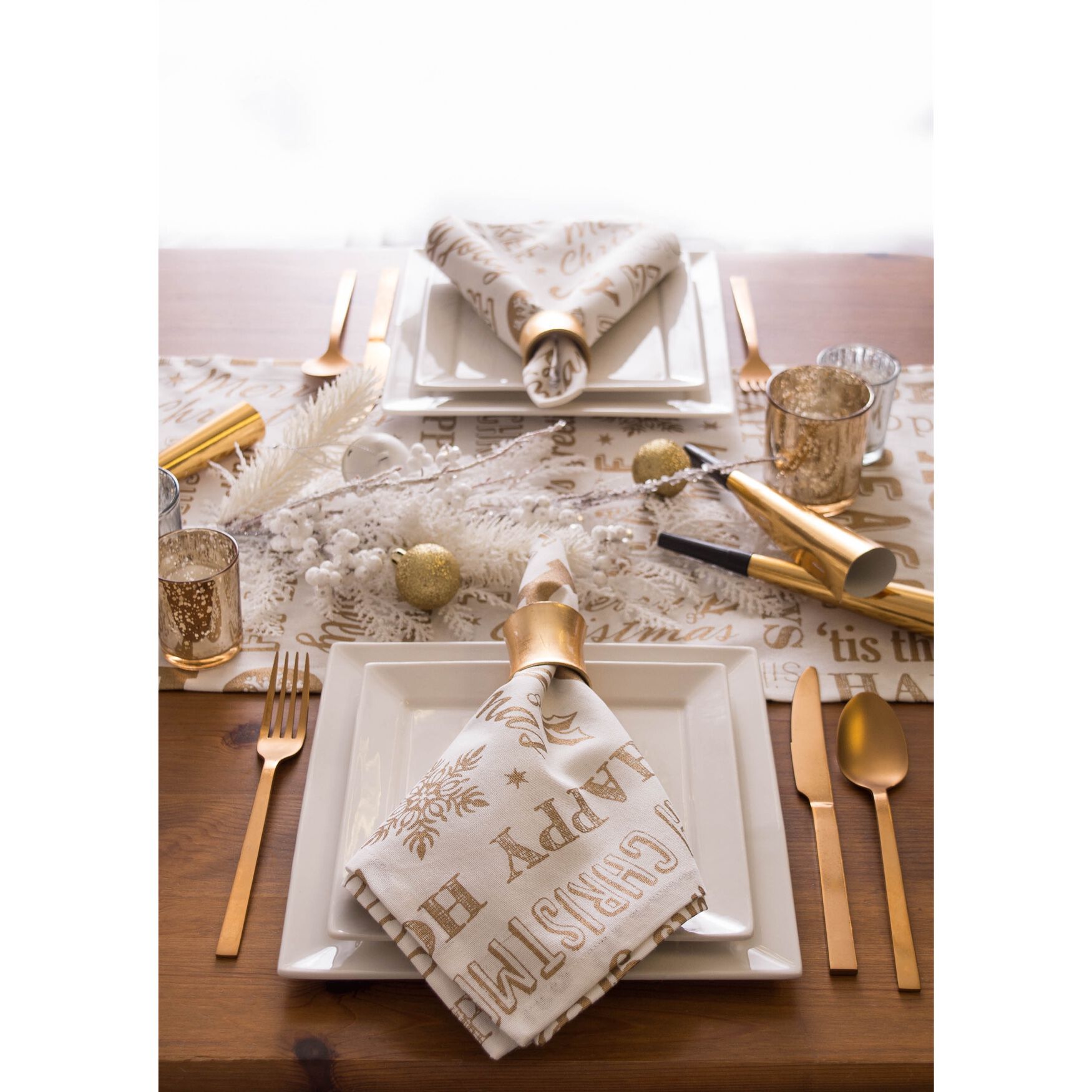 Gold Christmas Collage Napkin, Set of 6, , on-hover image number 1