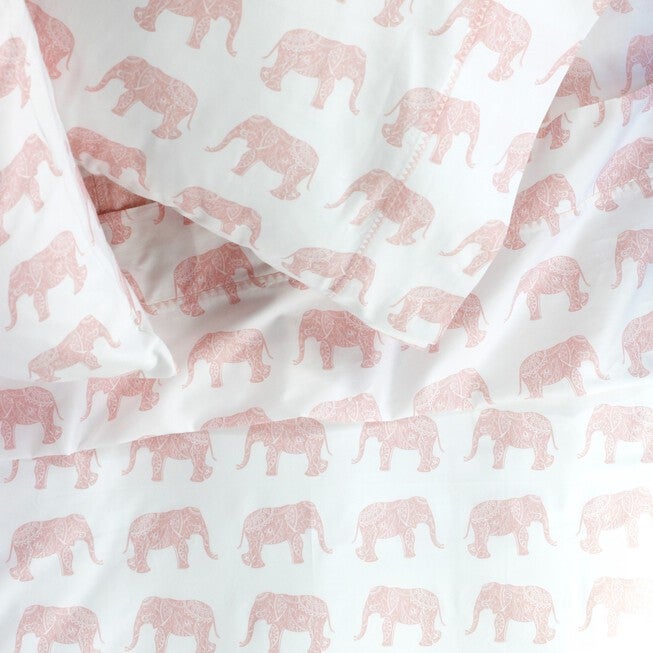 Elephant Cotton Sheet Set, PINK, hi-res image number 0