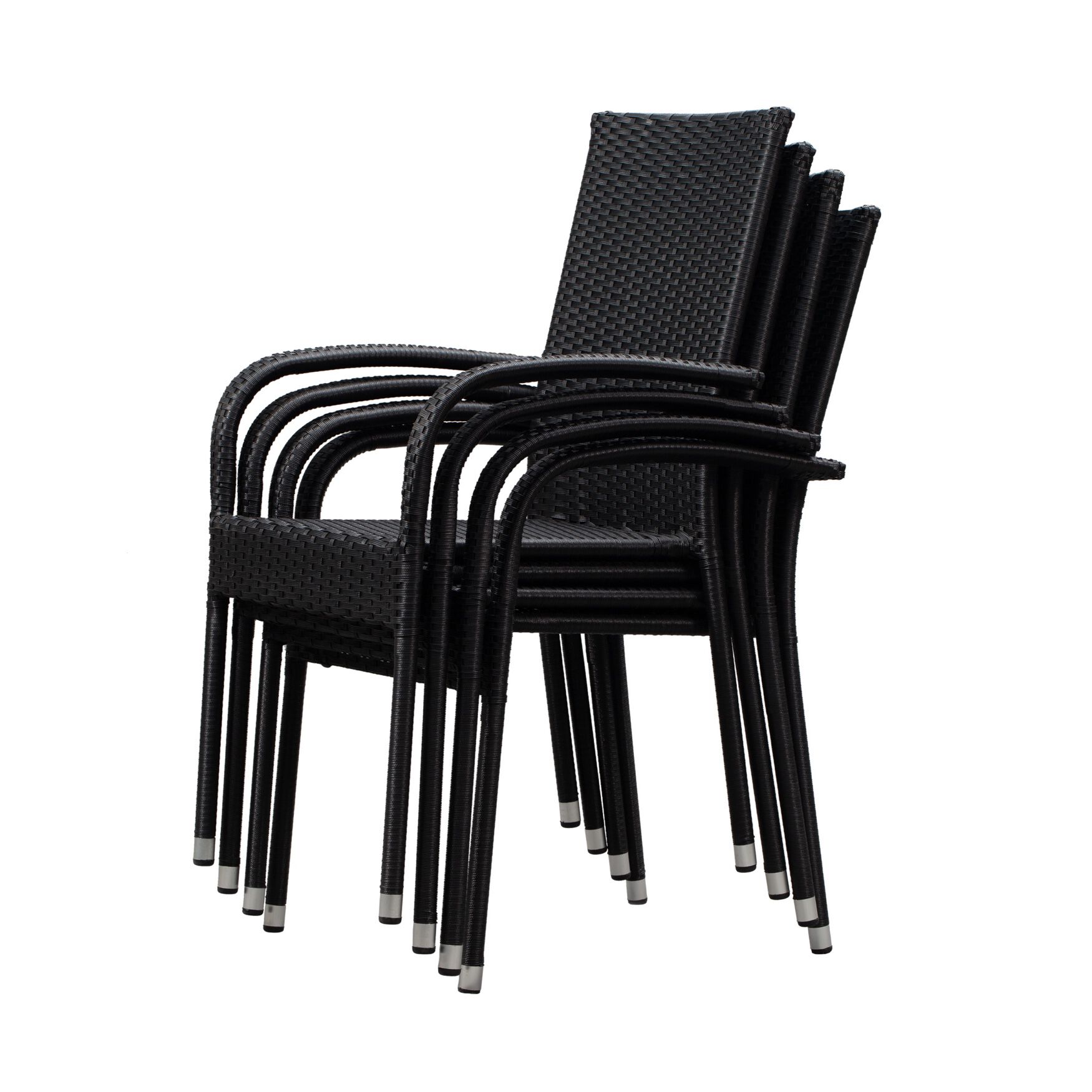 Morgan Outdoor Wicker Stacking Chair - Black - Set of 4, , alternate image number 3