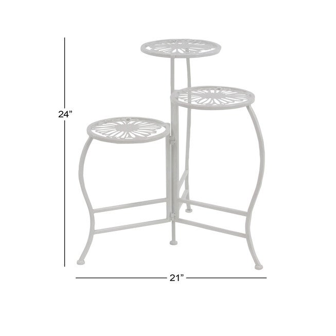 Set Of 3 White Metal Traditional Plantstand, , alternate image number 7