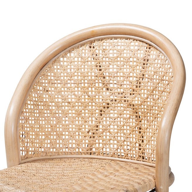 Lisa Modern Bohemian Natural Brown Rattan And Black Metal Dining Chair, , alternate image number 4