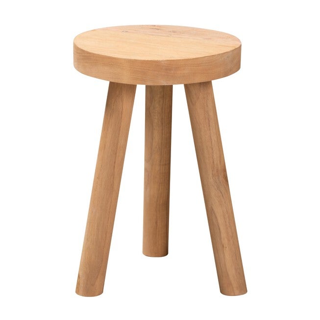 Terah Mid-Century Modern Natural Brown Teak Wood Ottoman Footstool, , on-hover image number 1