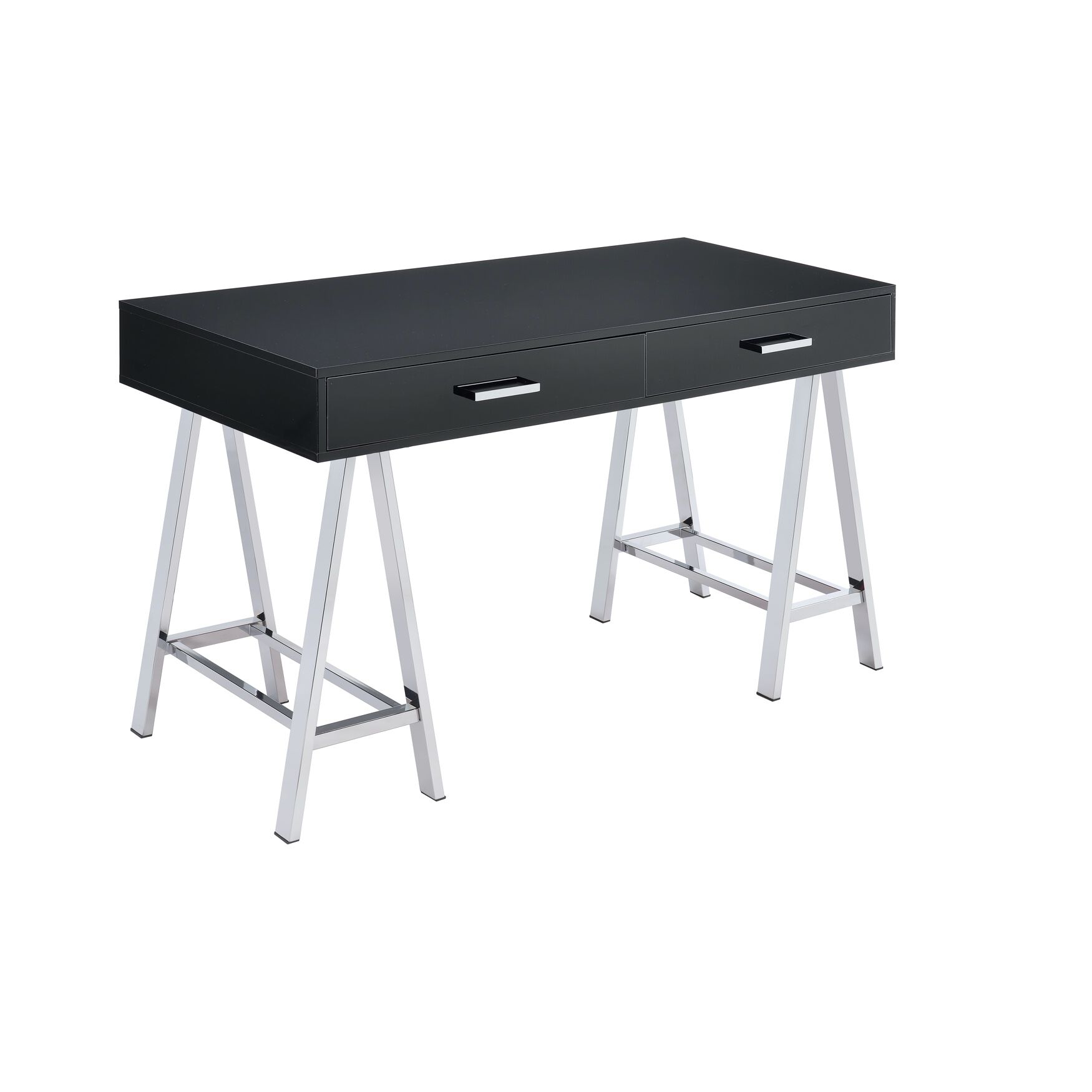 Built-In Usb Port Writing Desk, BLACK CHROME, hi-res image number 0