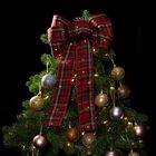 Red Plaid LED Wired Ribbon Bow, RED, hi-res image number null