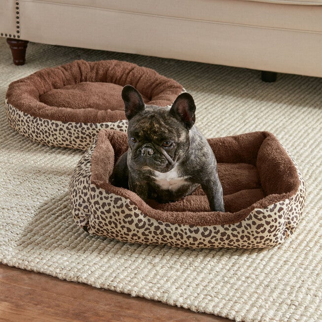 Leopard Print Cuddler Pet Bed, CHOCOLATE LEOPARD, hi-res image number 0
