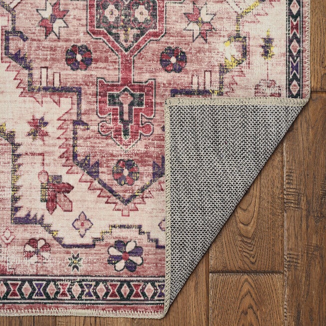 Washable Marcie Ivory/Pink Rug, , on-hover image number null