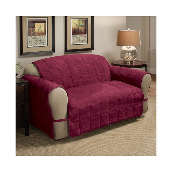 Ultimate Faux Suede Xl Sofa Furniture Slipcover, BURGUNDY, hi-res image number null
