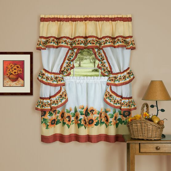 Black Eyed Susan Cottage Window Curtain Set, SPICE, hi-res image number null
