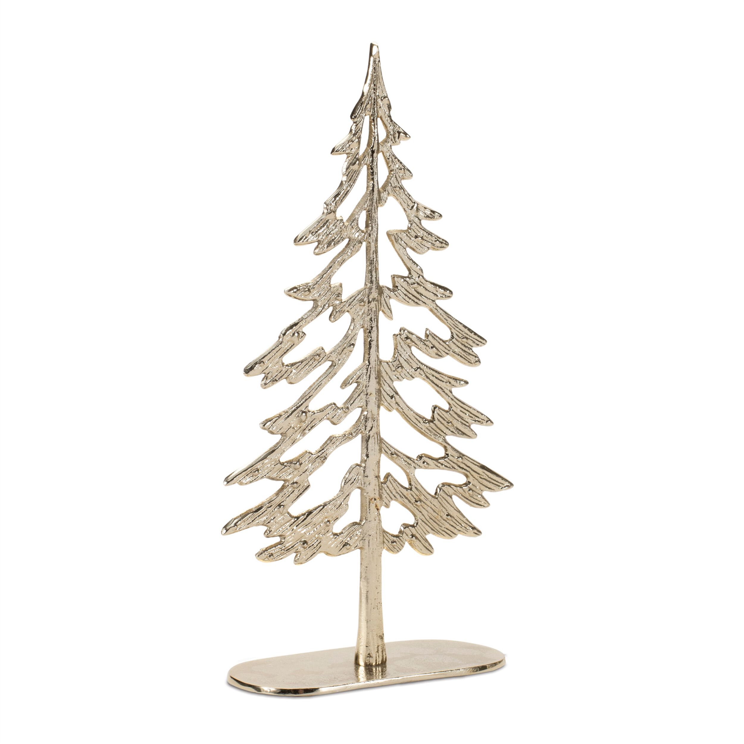 Metal Tree with Wood Base (Set of 2), GOLD, alternate image number 3