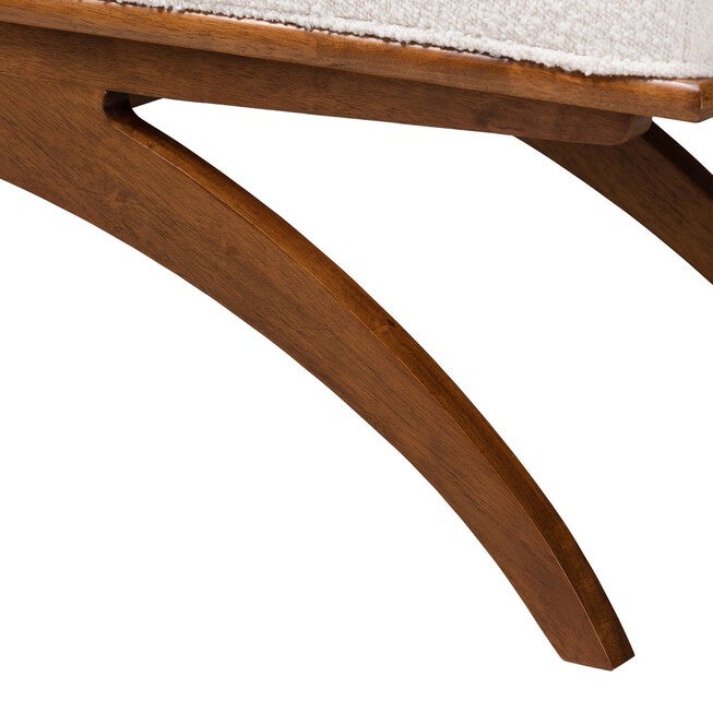 Orella Japandi Cream Boucle Fabric And Walnut Brown Finished Wood Bench, , alternate image number 3