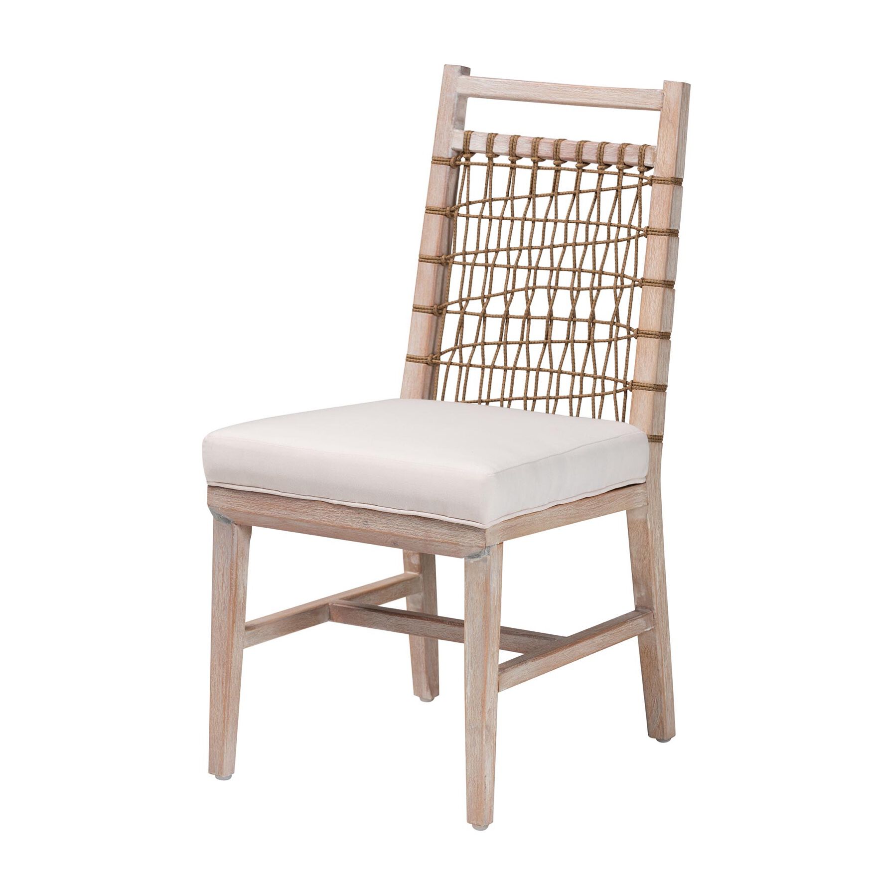 Ulric Modern Bohemian White Washed Mahogany Wood Dining Chair, WHITE, hi-res image number 0