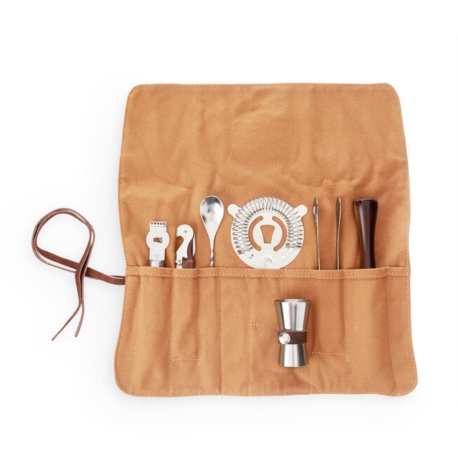 Canvas Roll-Up Cocktail Barware Kit, , on-hover image number 1