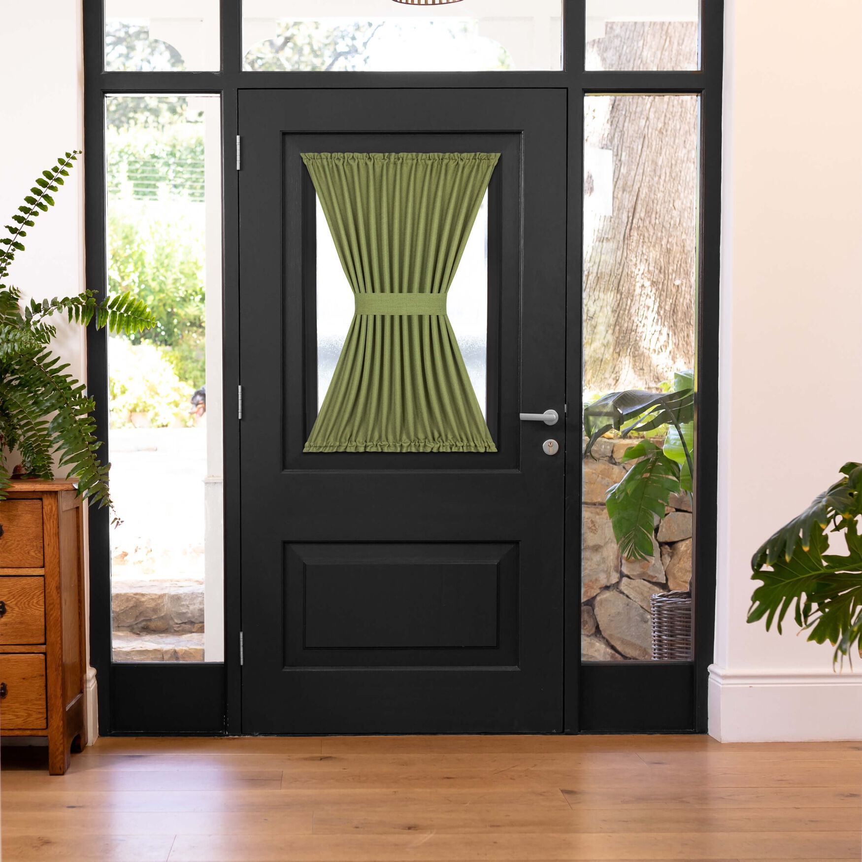 Darcy Rod Pocket Door Panel With Tieback, GREEN, hi-res image number 0