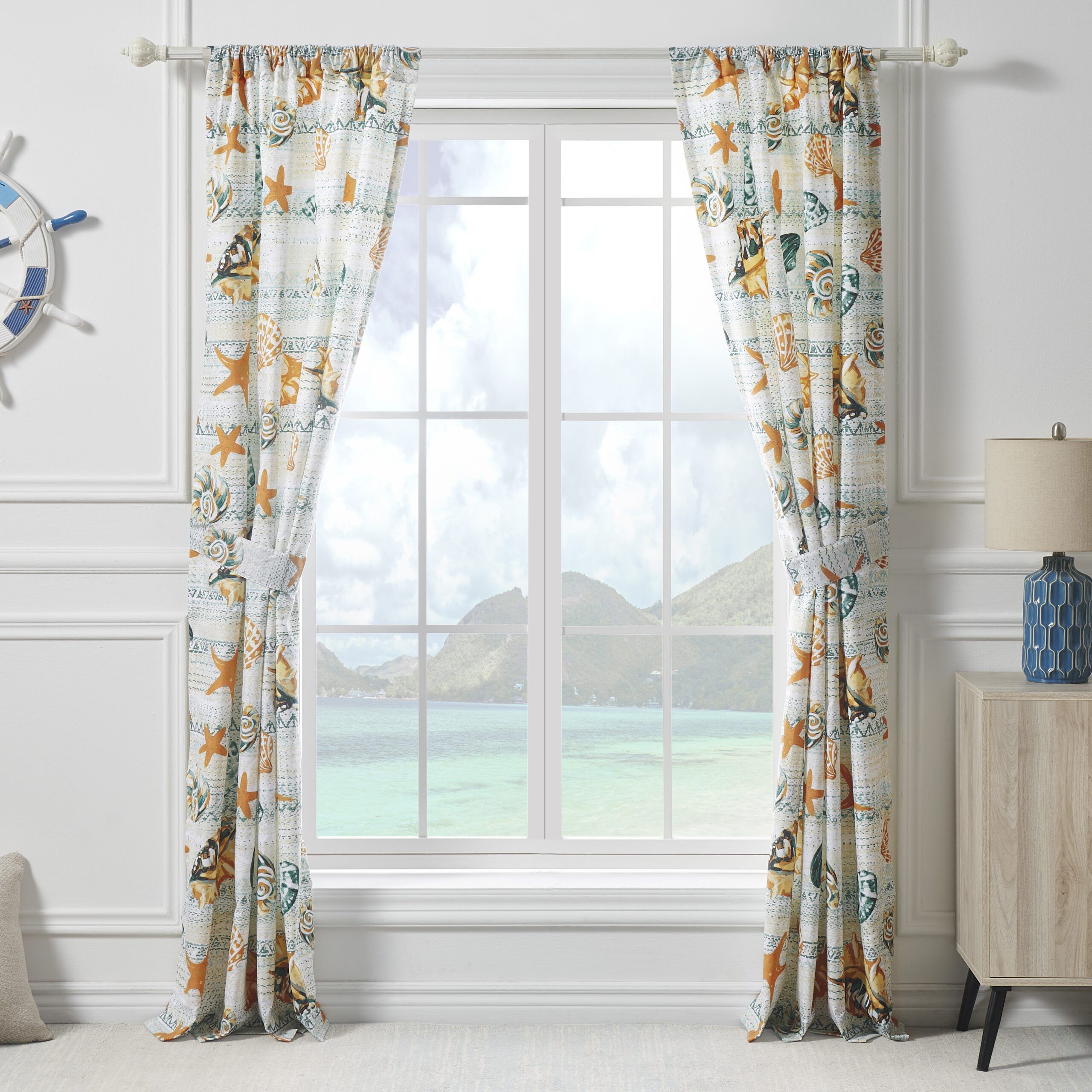 Greenland Home Fashions&trade; Kona Window Curtain Panels, Set of 2, OCEAN, alternate image number 2