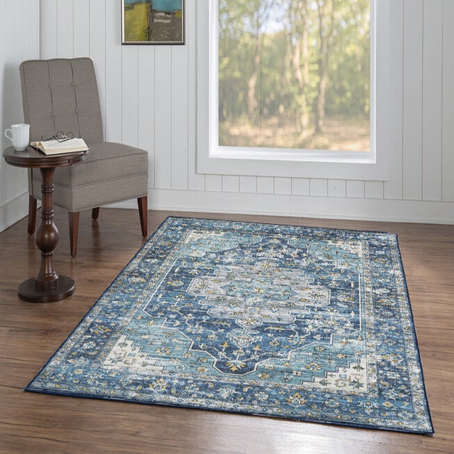 Washable Sariah Teal/Ivory Rug, , alternate image number null