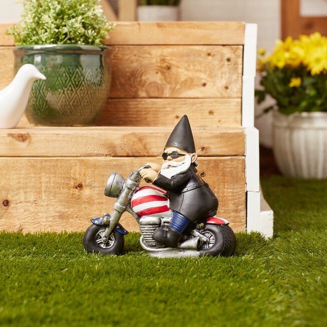 Biker Gnome Solar Statue, , alternate image number null
