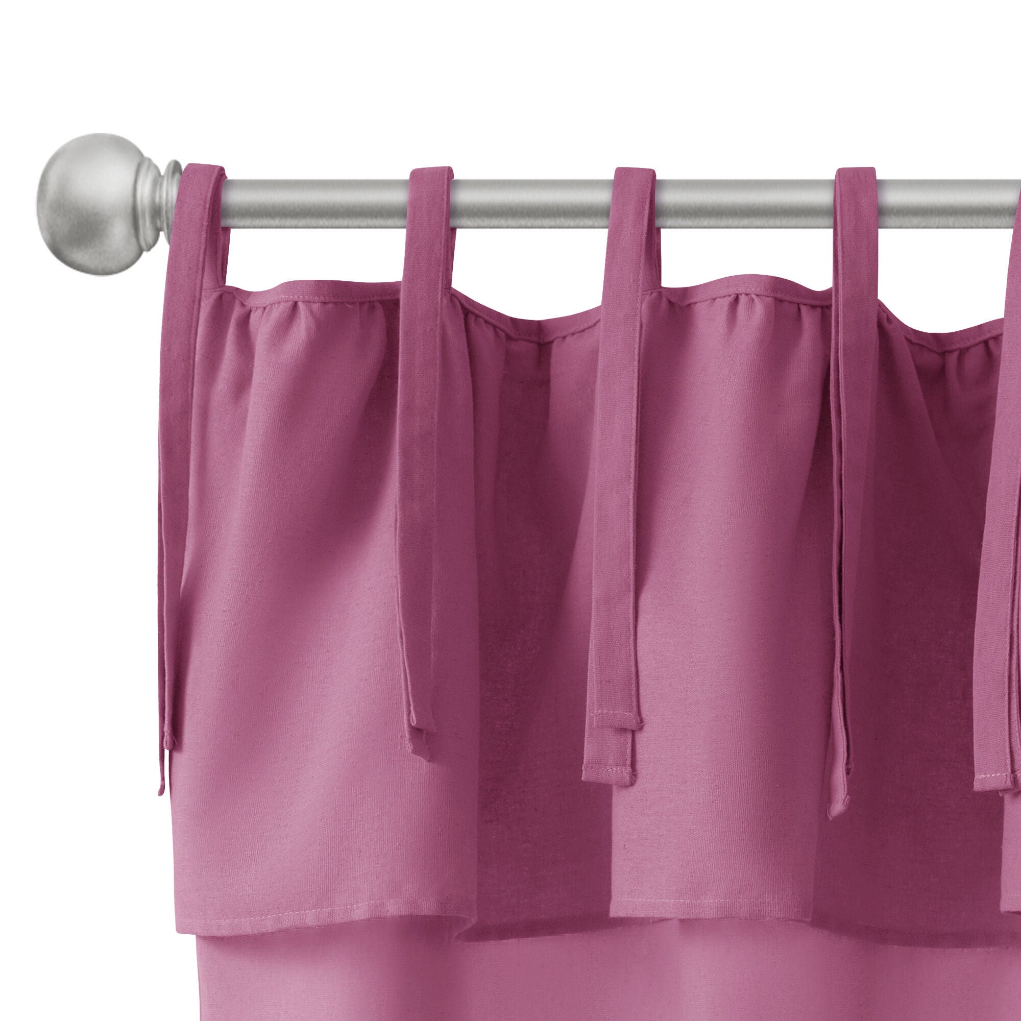 Recycled Cotton Blend Ruffle Tie Top Curtain Pair, MAUVE, alternate image number 4
