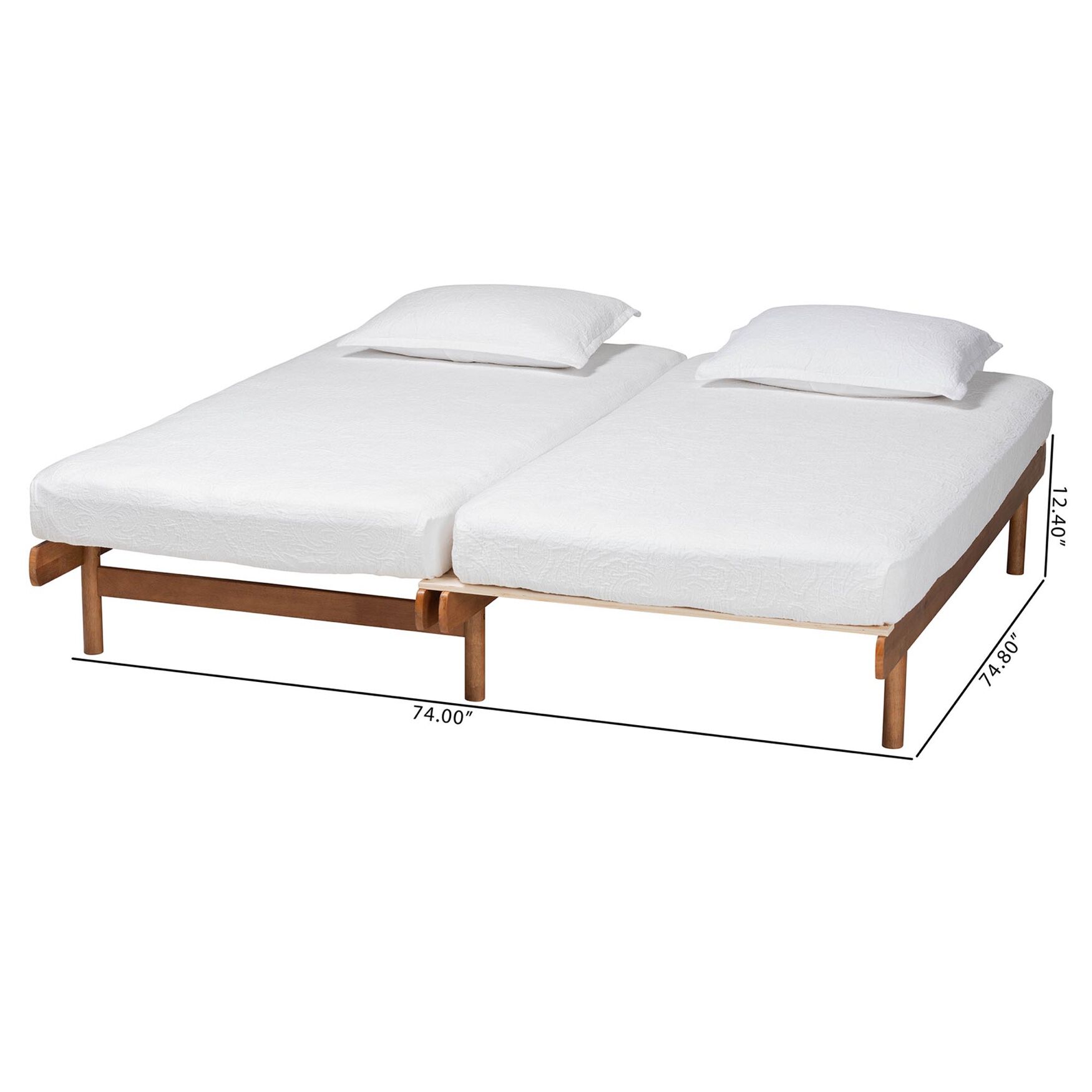 Bolivia Mid-Century Modern Walnut Brown Wood Expandable Twin To King Bed Frame, , alternate image number 11