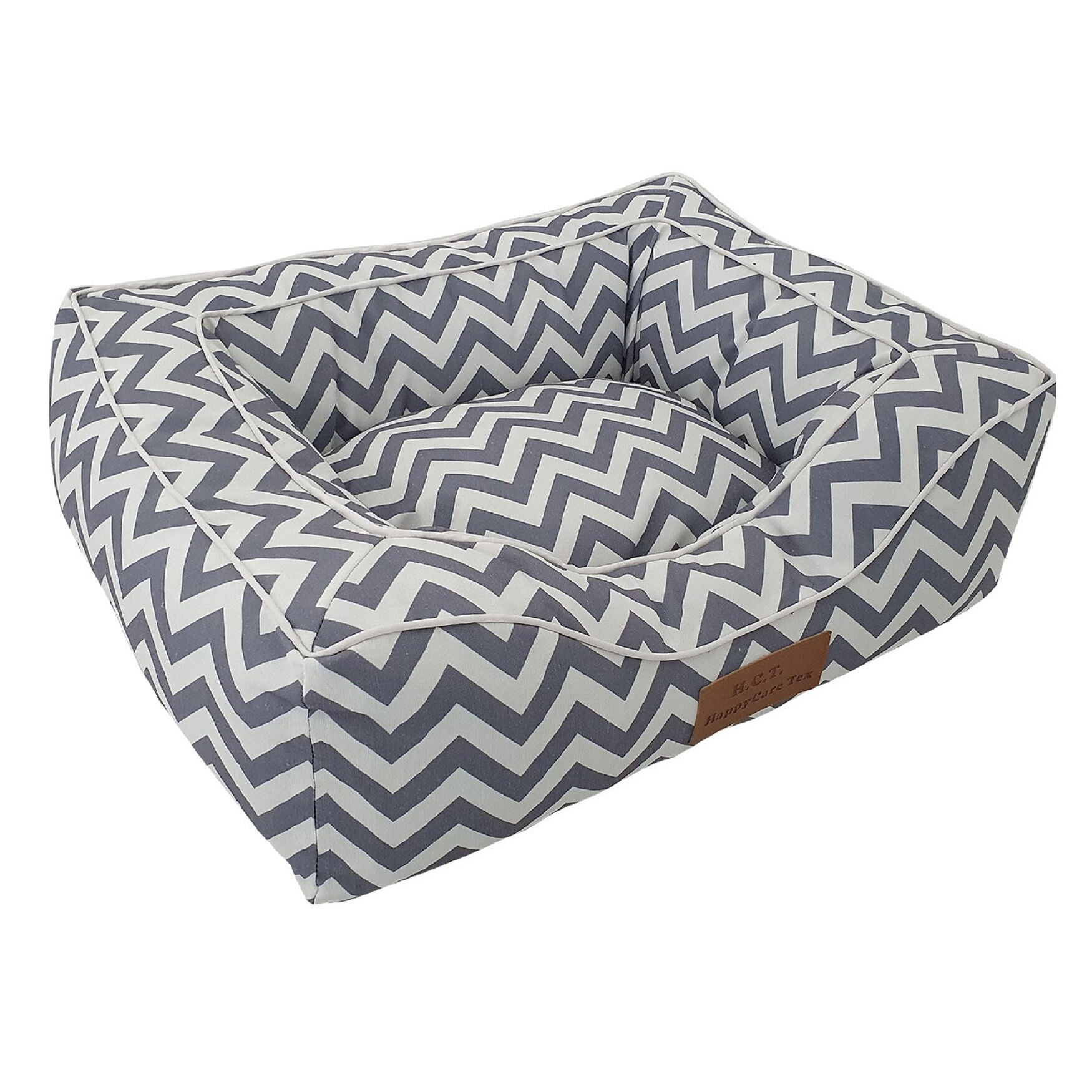 Chevron poly-cotton bolster with detachable faux fur cushion Medium Size, , alternate image number 5