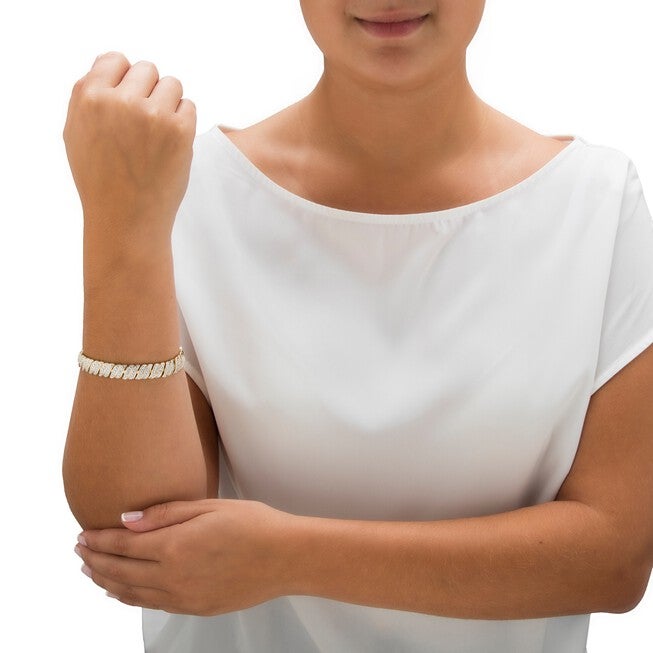 Yellow Gold Plated Tennis Bracelet (10mm), Genuine Diamond Accent 7 inches, , alternate image number null