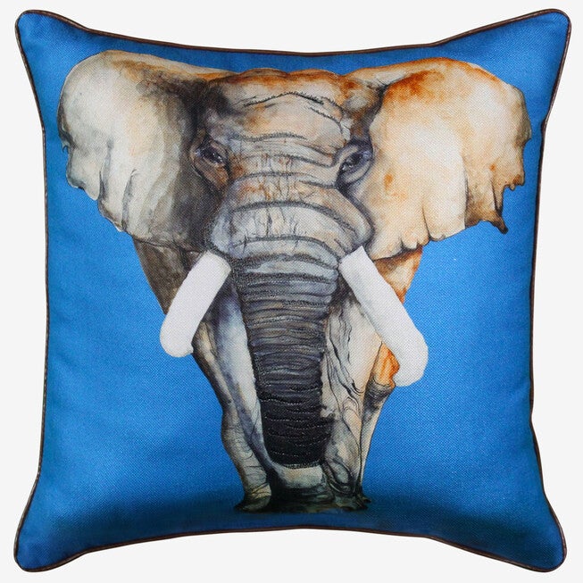 Elephant Reversible Decorative Pillow, BLUE, hi-res image number null