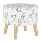 Contoured Tulips Round Ottoman with Splayed Legs, WHITE, hi-res image number null
