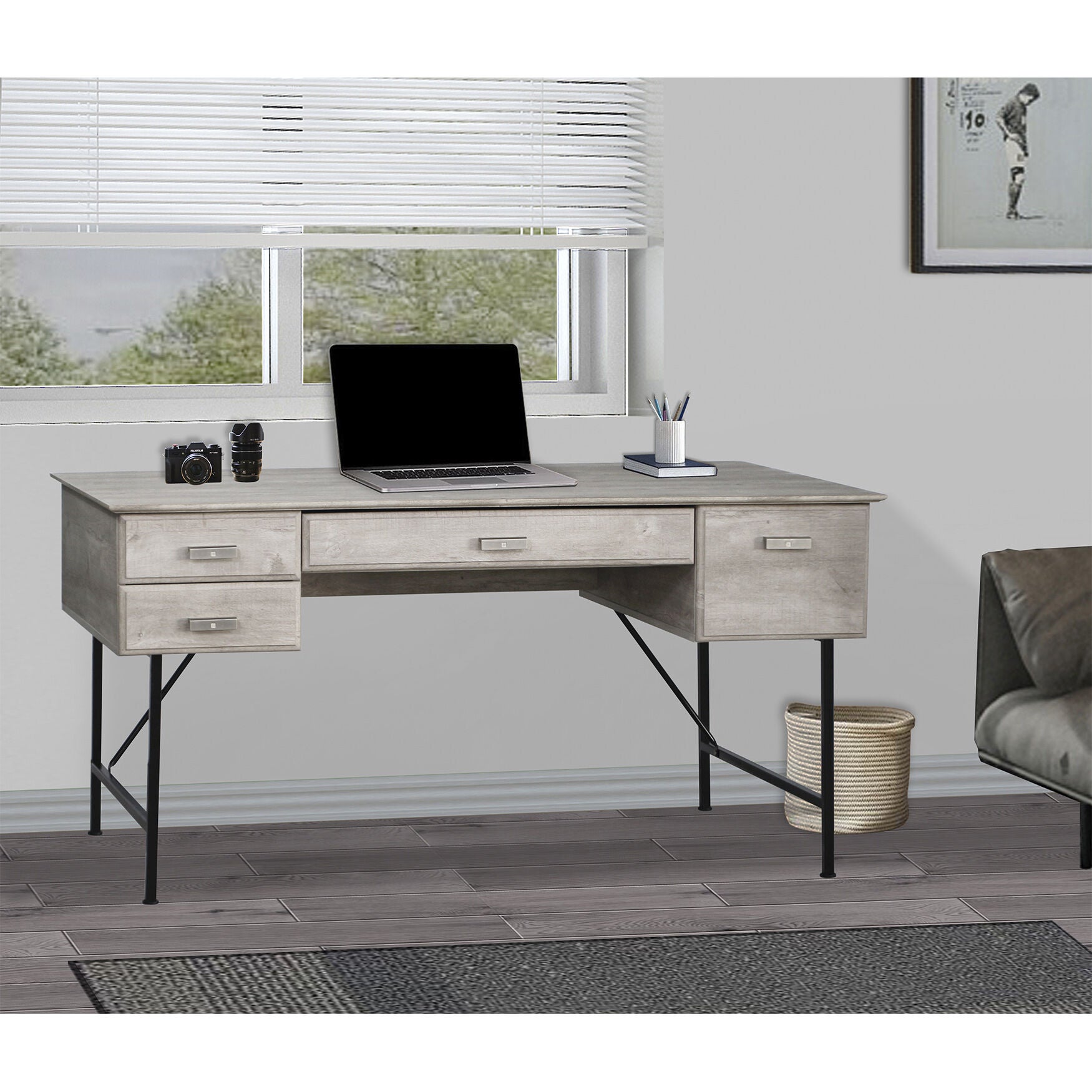 Saint Birch Elma Writing Desk, Washed Gray Writing Desk, , on-hover image number 1