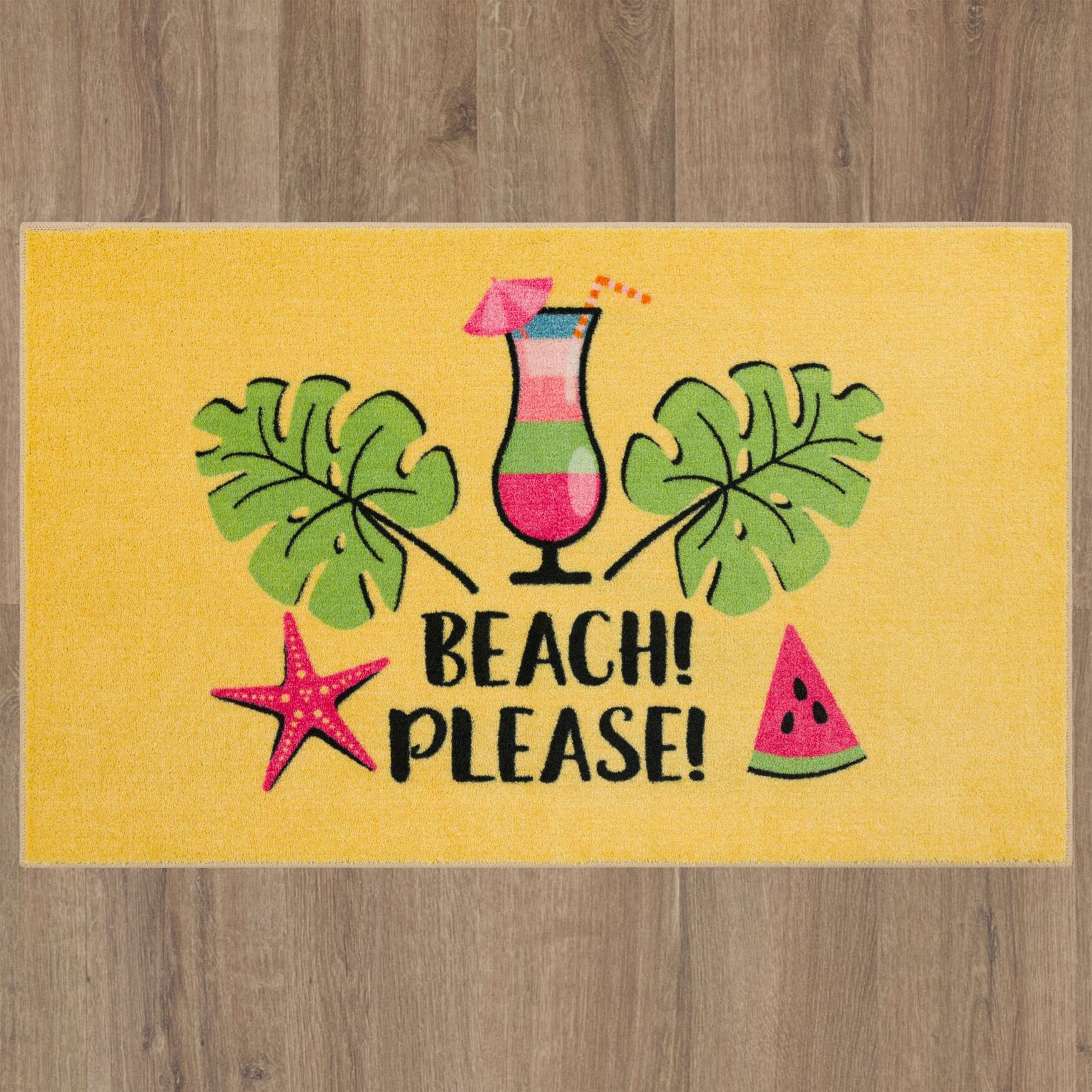 Beach Please Yellow Kitchen Rug, , alternate image number 5