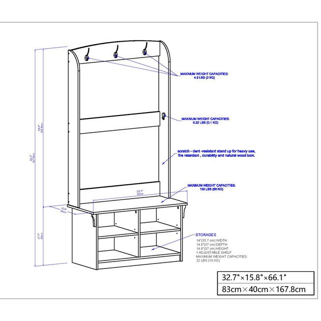 Hawksbury Hall Tree & Shoe Bench Hall Tree, , alternate image number 9