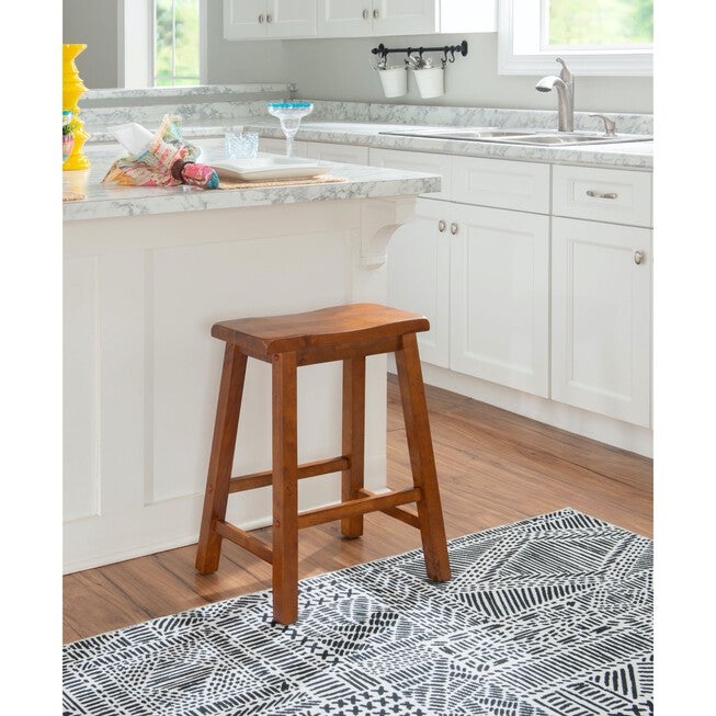 Brown wood counter stool in a kitchen setting