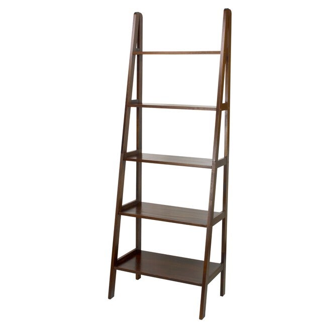 5-Shelf Ladder Bookcase-Warm Brown, , alternate image number null