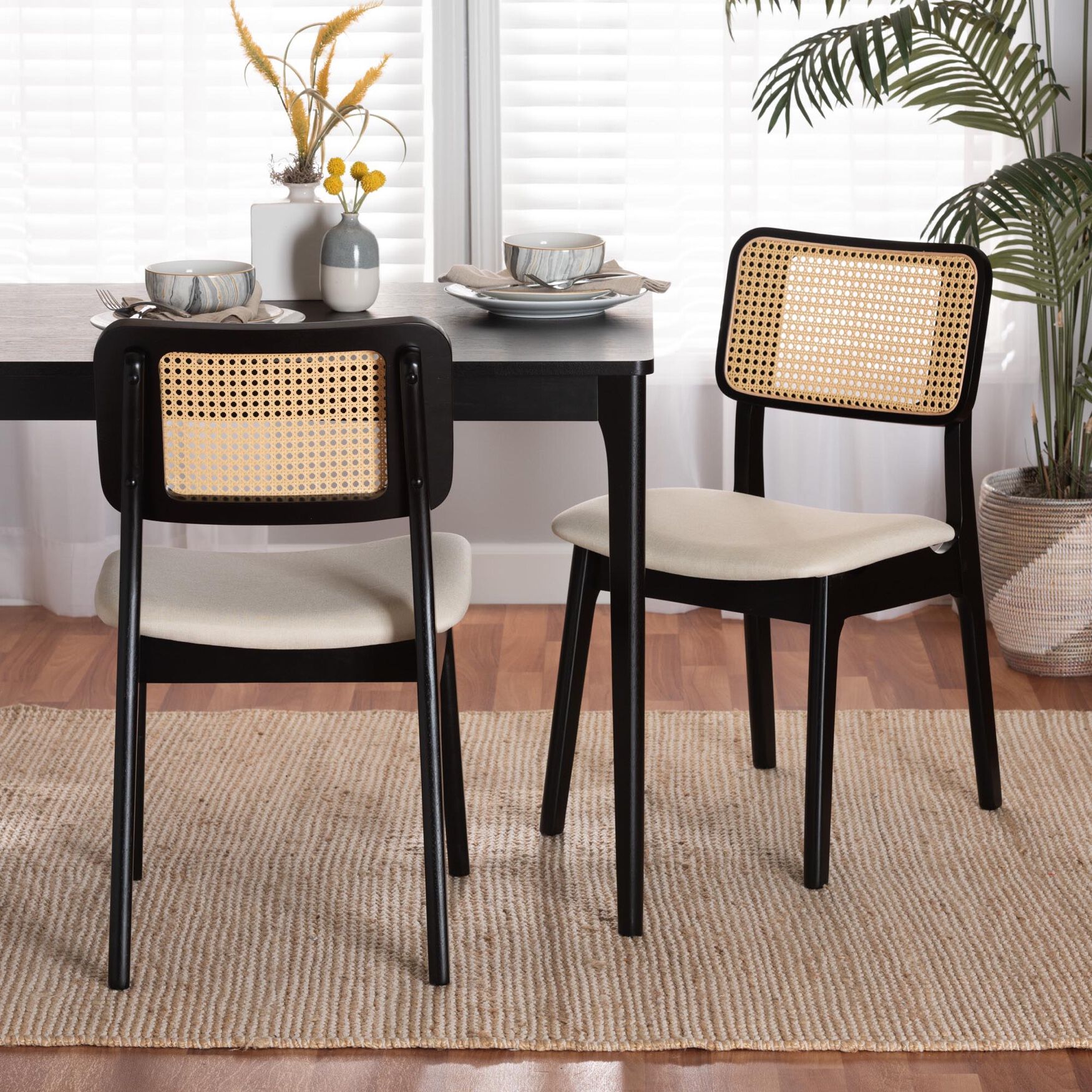 Dannon Mid-Century Modern Grey Fabric And Walnut Brown Finished Wood 2-Piece Dining Chair Set, , alternate image number 19