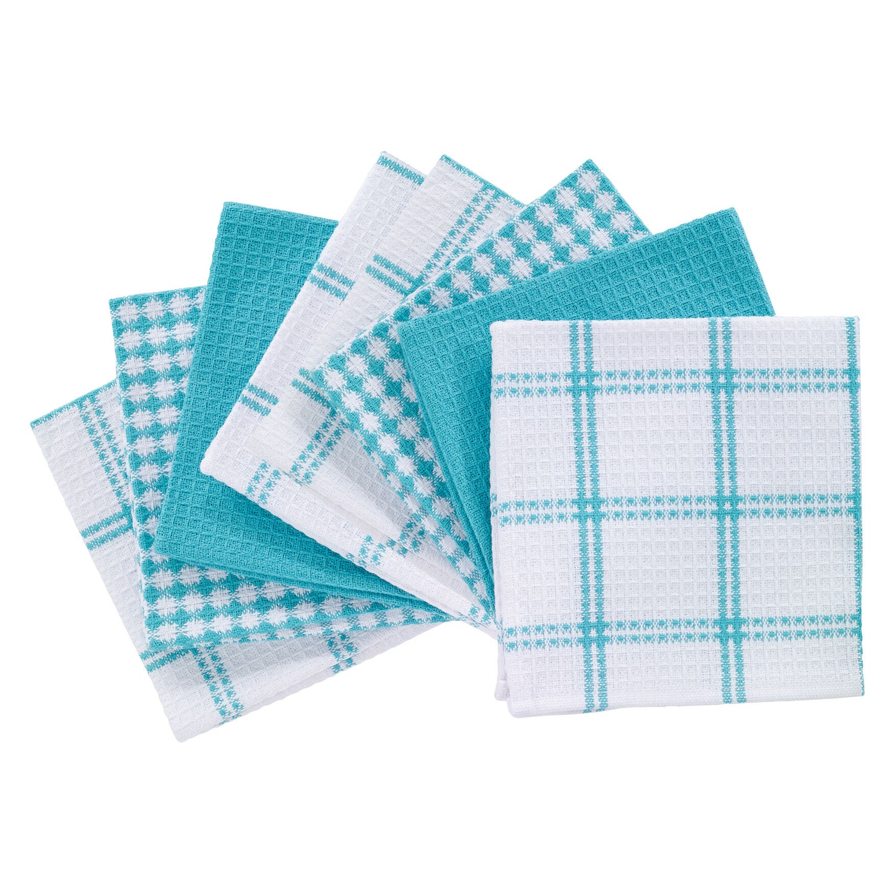 Flat Waffle Dish Cloths, Set Of 8, BREEZE, hi-res image number 0