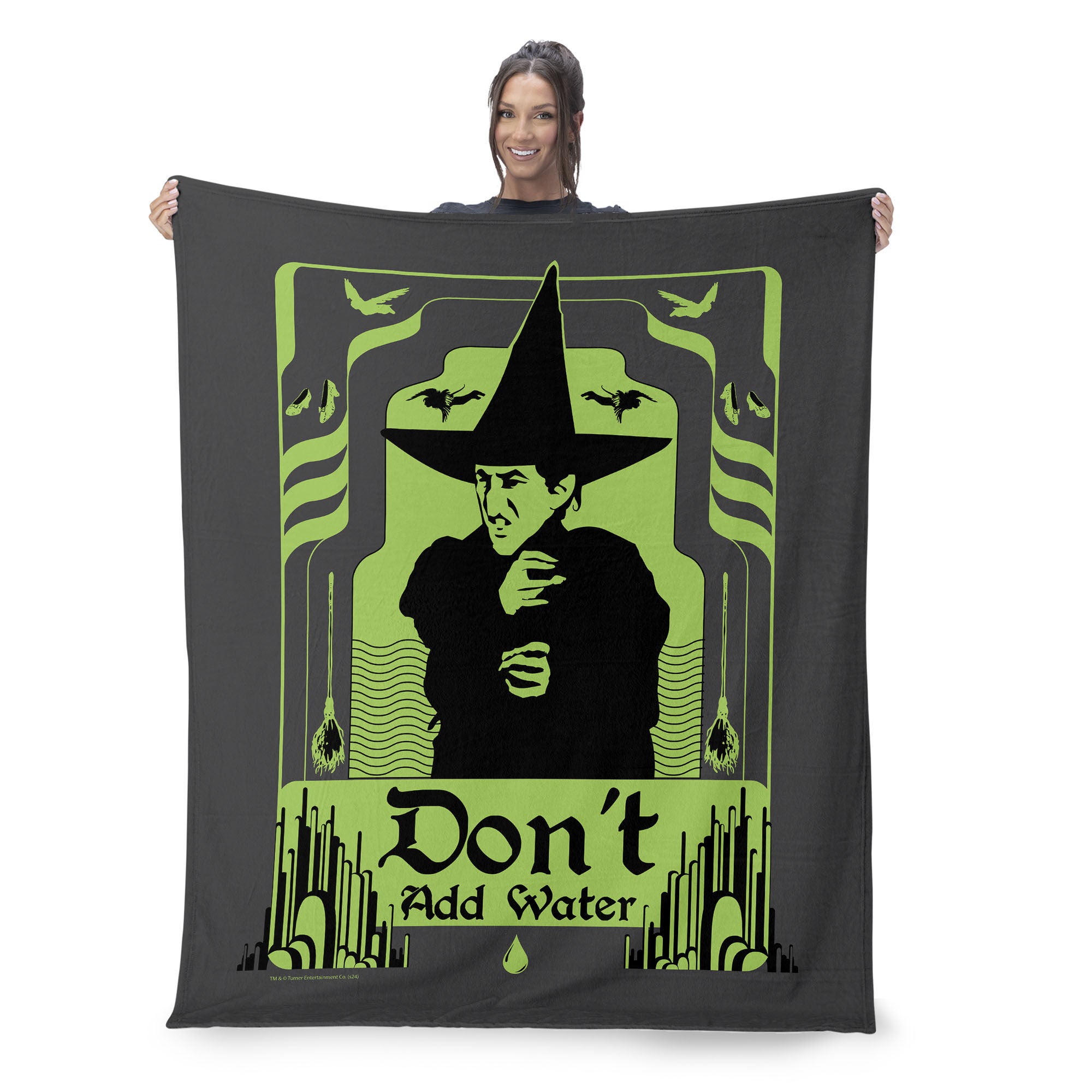 Warner Bros. The Wizard of Oz Don't Add Water Silk Touch Sherpa Throw Blanket 50x60 Inches, GREEN, on-hover image number 1