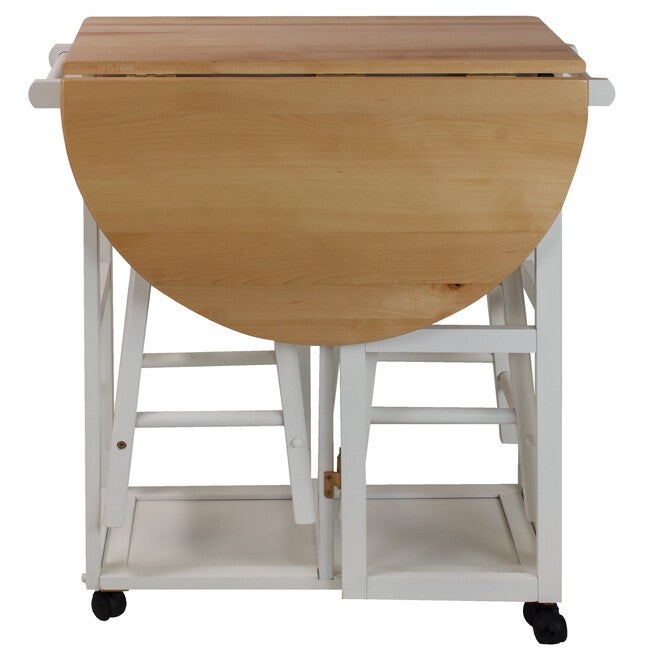 Breakfast Cart with Drop-Leaf Table-White, , alternate image number null
