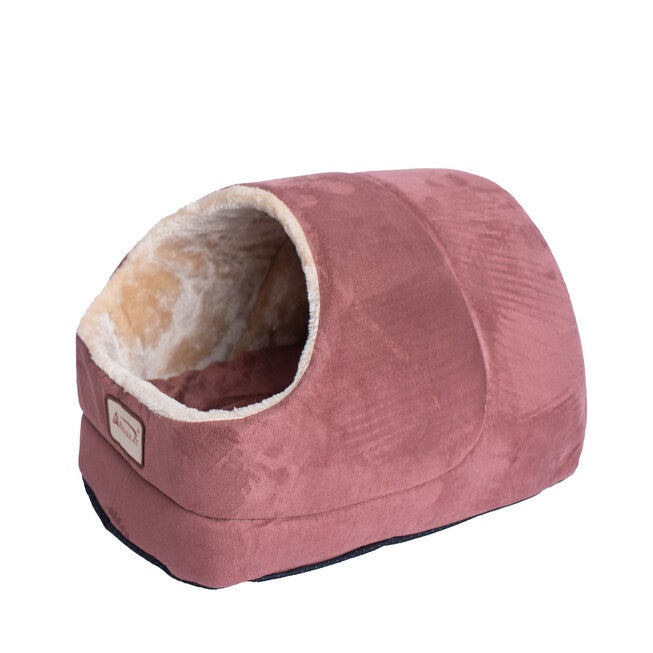 Faux Fur, Faux Suede Pet Cat Dog Cave Pet Bed, Beige/Laurel Green, , alternate image number null