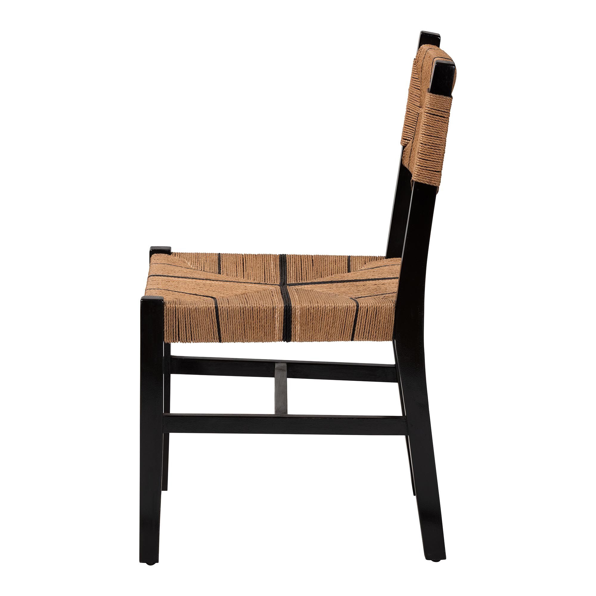 Prita Bohemian Paper Loom and Black Mahogany Wood Dining Chair, BLACK, alternate image number 3